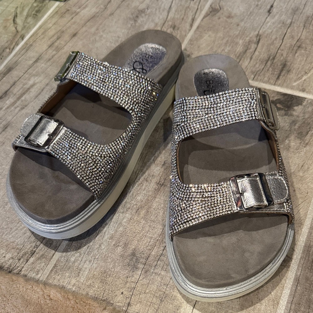 Elegant Silver Women's Sandals with Rhinestones